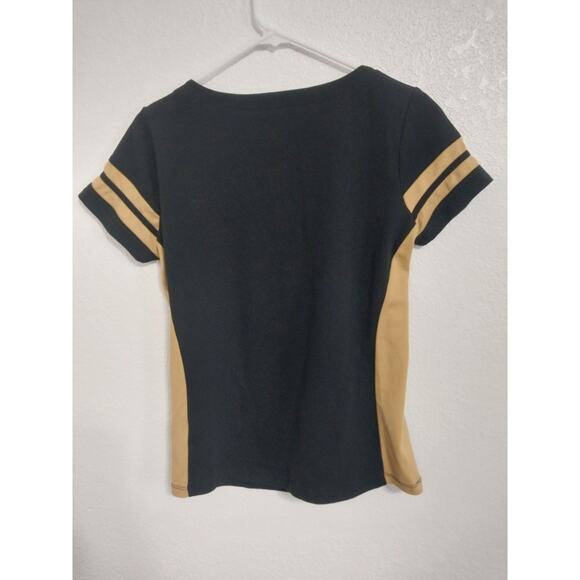 New Orleans Saints Womens Size M Black Vneck Lace Up Blouse Top Official Nfl - Picture 2 of 4